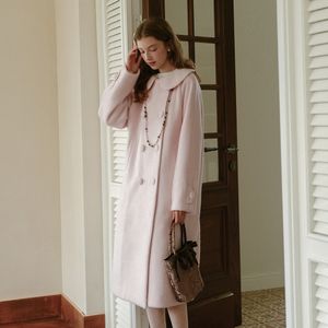 Cest_Pink doll collar double coat