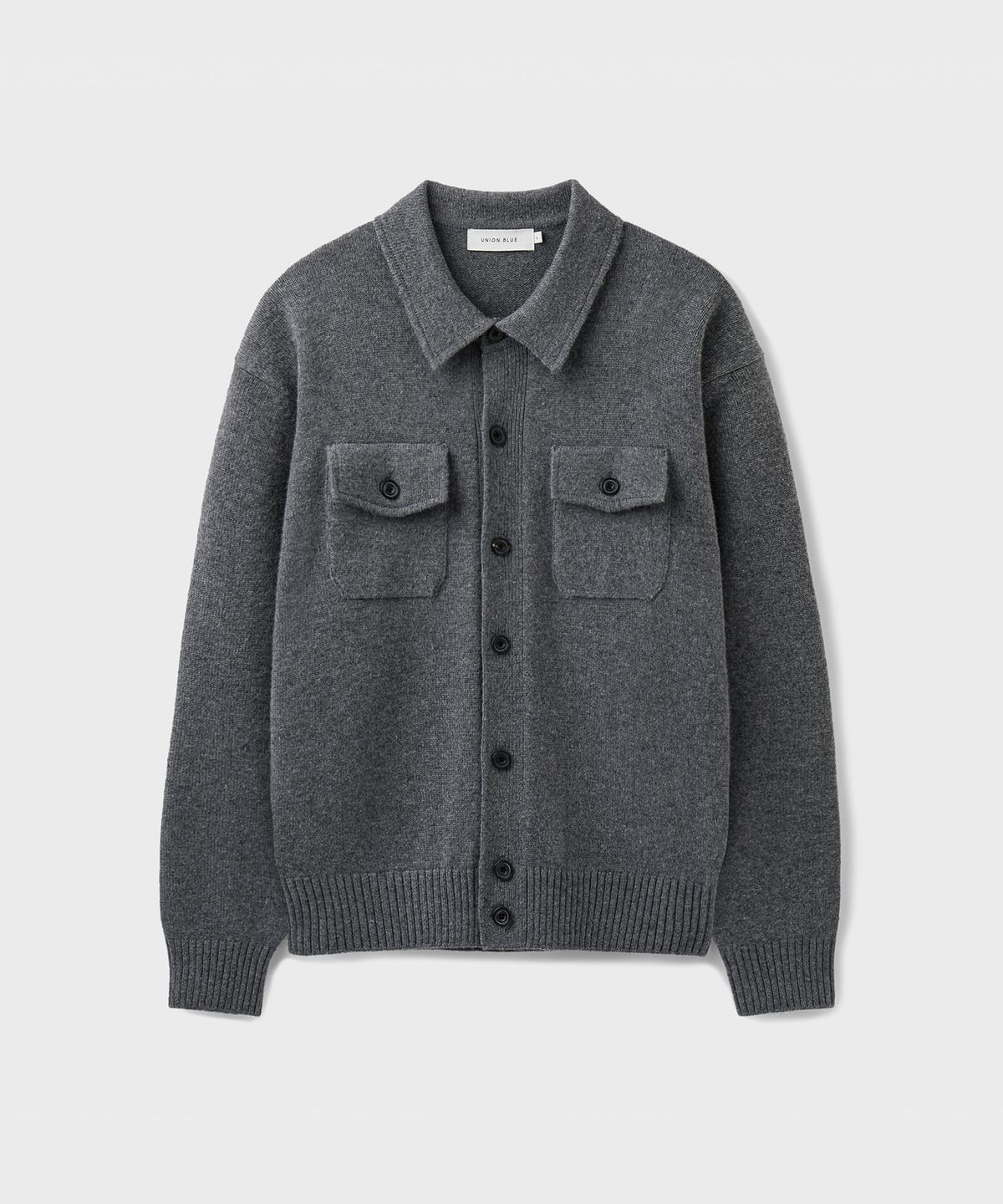 유니온블루(UNION BLUE) TWO POCKET COLLAR CARDIGAN [MELANGE GRAY]