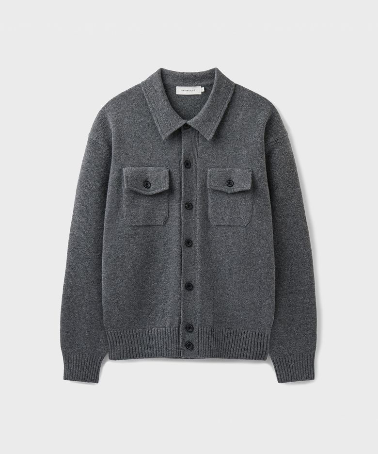 TWO POCKET COLLAR CARDIGAN [MELANGE GRAY]