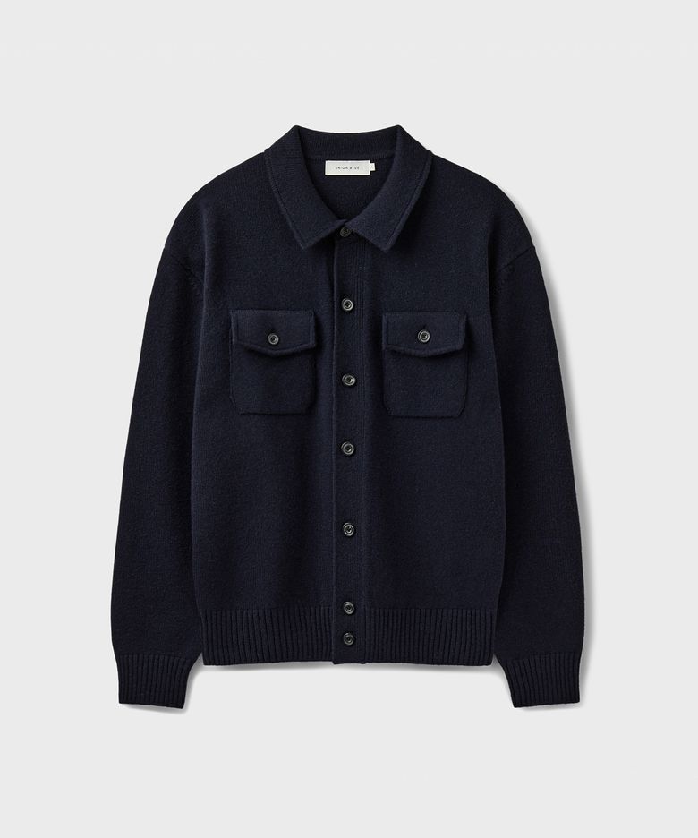 TWO POCKET COLLAR CARDIGAN [DARK NAVY]