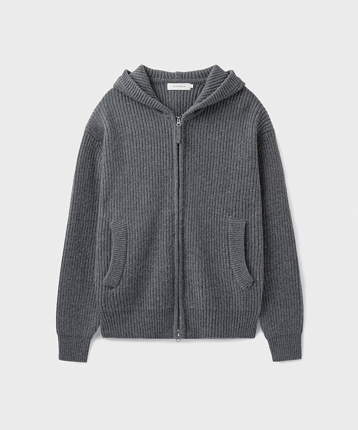 유니온블루(UNION BLUE) DENSE RIB HOODIE JACKET [DARK GRAY]