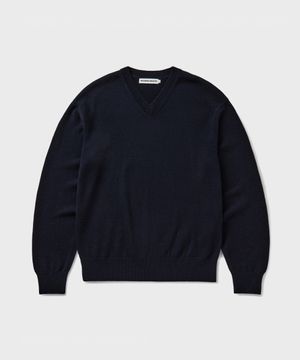 [SUPERIOR] CLOUD SUPERFINE V-NECK KNIT [DARK NAVY]
