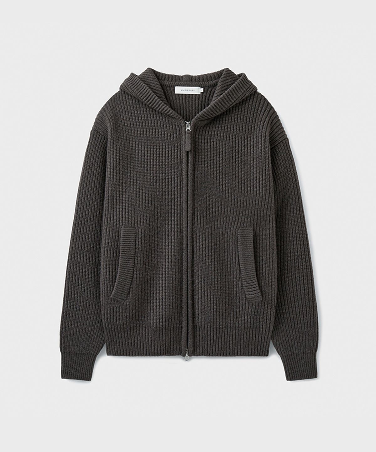 유니온블루(UNION BLUE) DENSE RIB HOODIE JACKET [KHAKI BROWN]