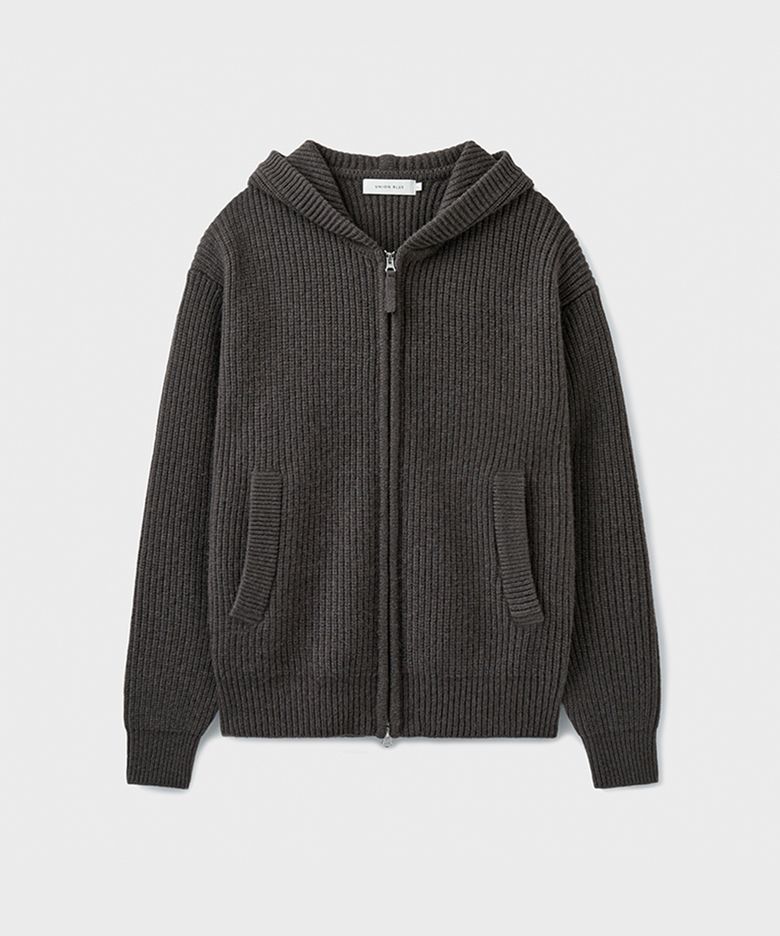 DENSE RIB HOODIE JACKET [KHAKI BROWN]