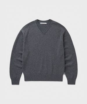[SUPERIOR] CLOUD SUPERFINE V-NECK KNIT [CHARCOAL]