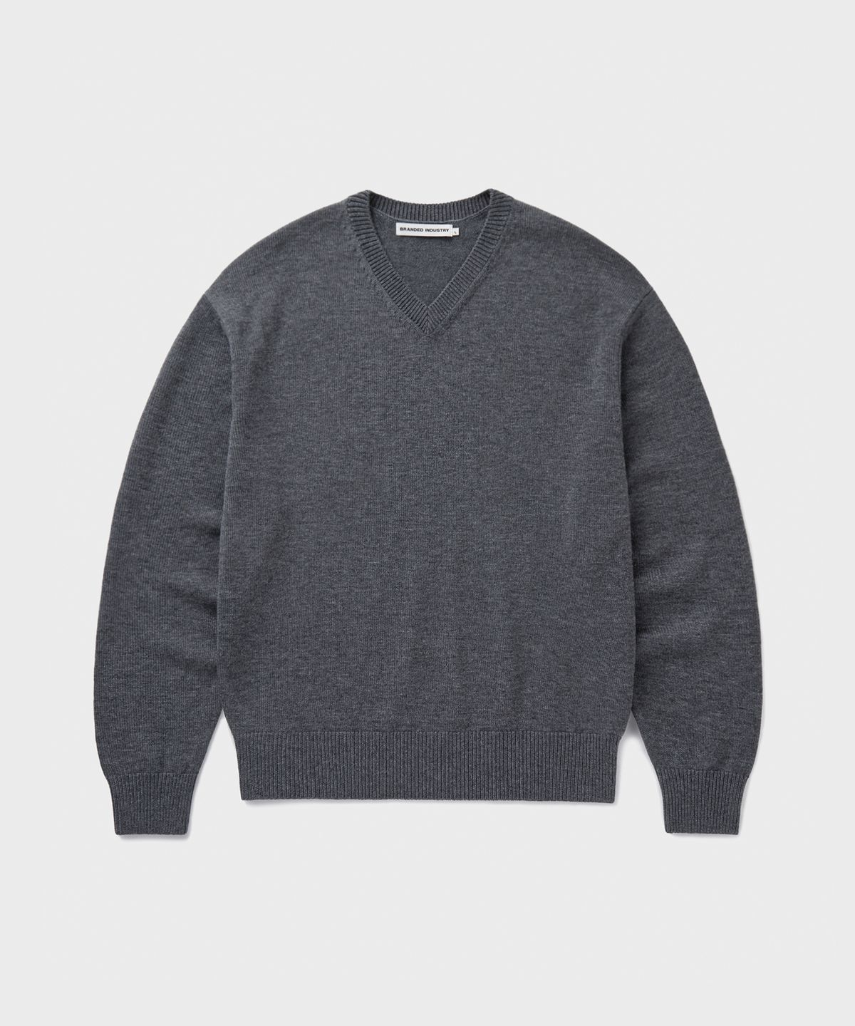 브랜디드(BRANDED) [SUPERIOR] CLOUD SUPERFINE V-NECK KNIT [CHARCOAL]