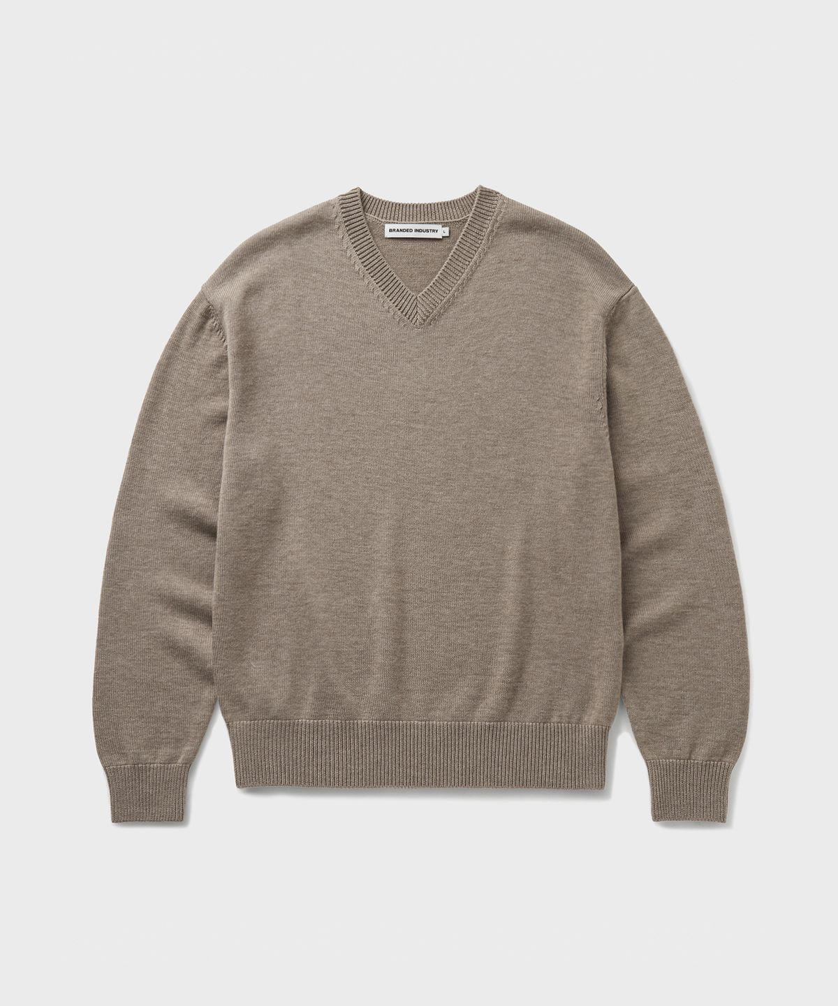 브랜디드(BRANDED) [SUPERIOR] CLOUD SUPERFINE V-NECK KNIT [SAND BEIGE]