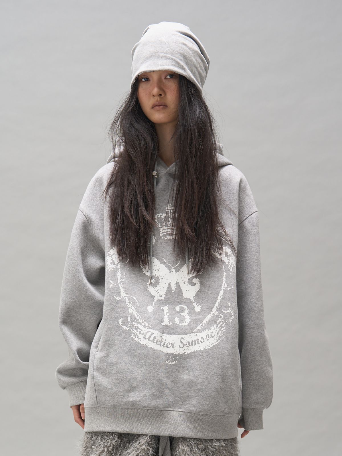 솜속(SOMSOC) RONNE SYMBOL ARTWORK HOODIE _M.GREY