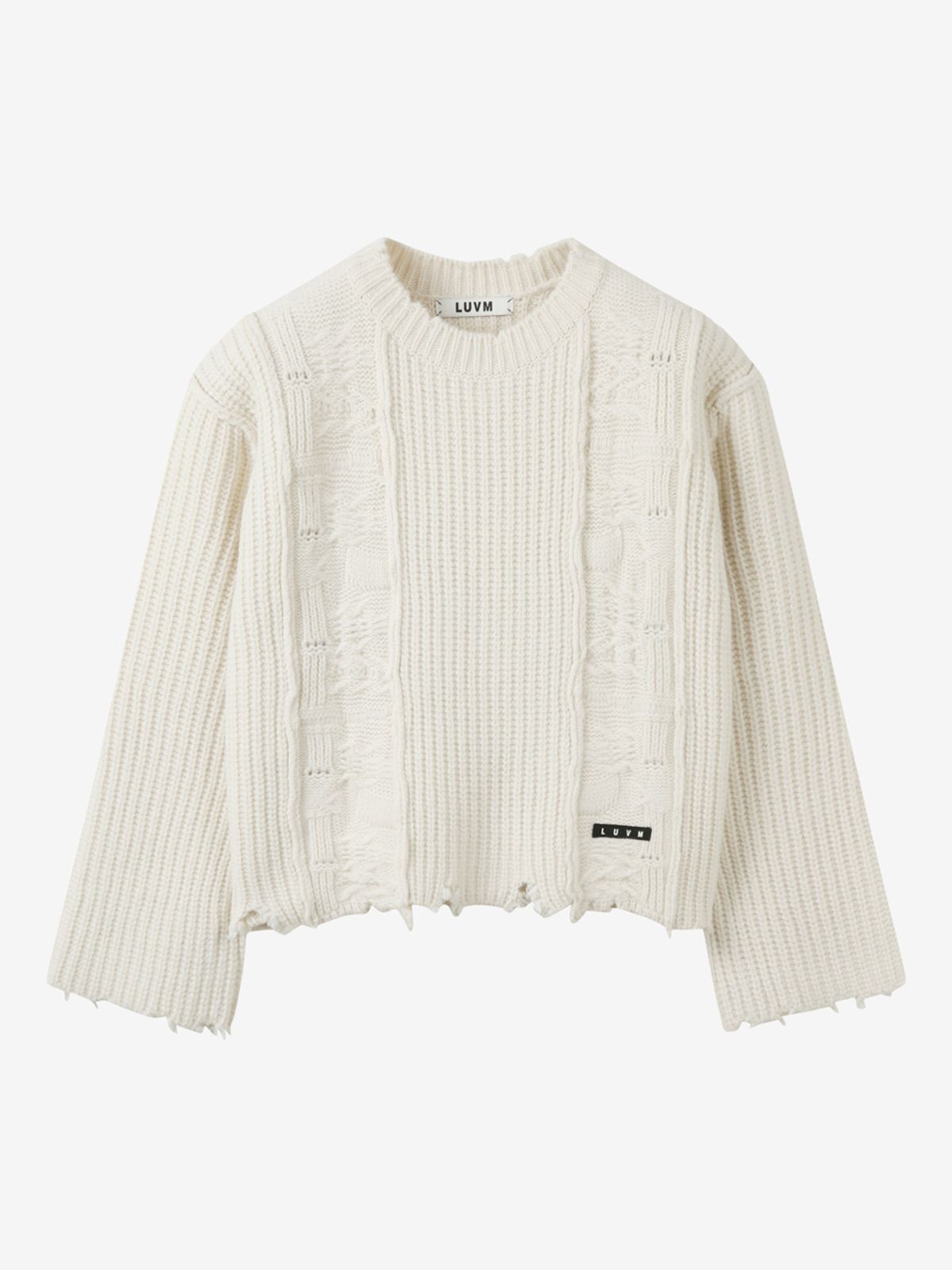 엘유브이엠(LUVM) FRINGE DAMAGE KNIT_IVORY
