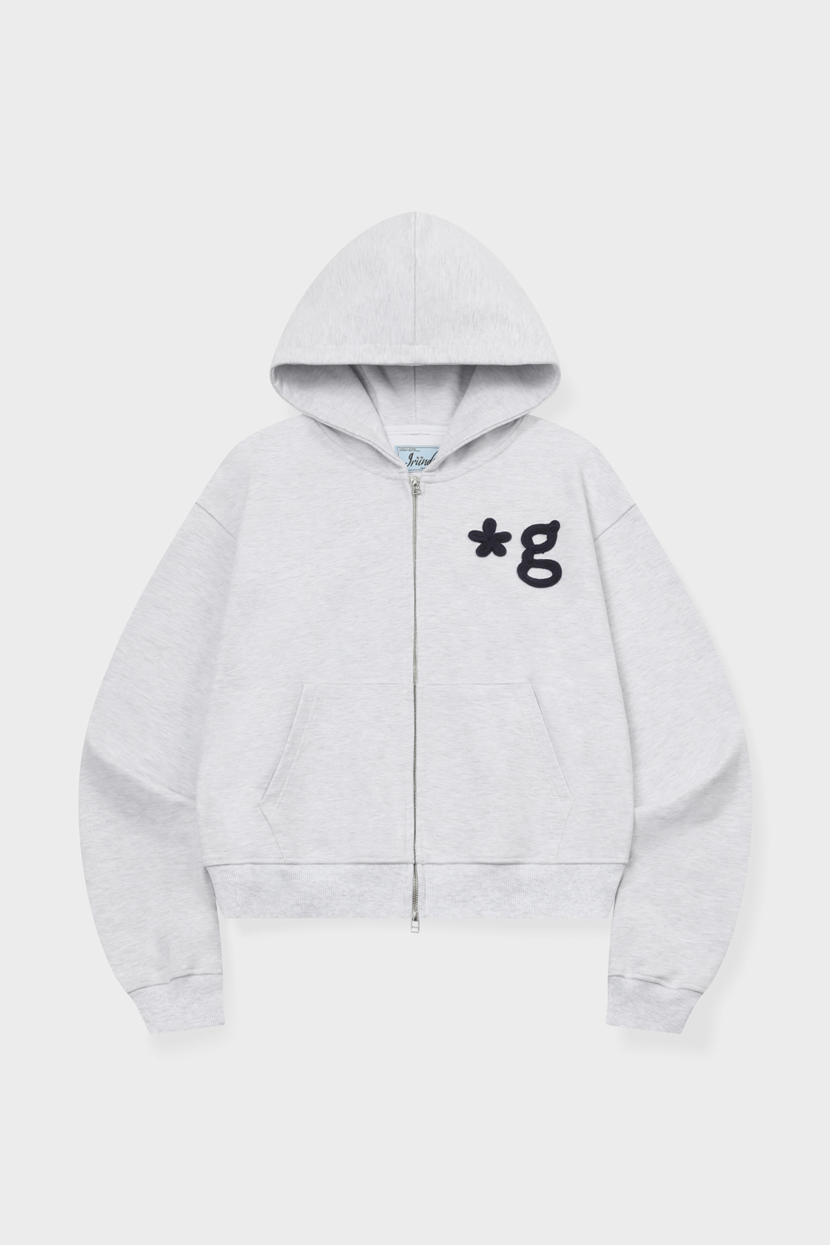 글런든(GRUNDEN) HAND WORK HOODIE ZIP-UP (LIGHT GREY)