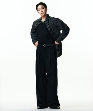 엑스트라 와이드 투 턱 히든 밴딩 슬랙스 [블랙]