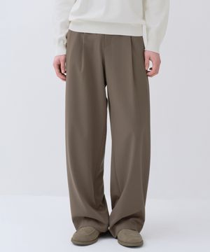 엑스트라 와이드 투 턱 히든 밴딩 슬랙스 [더스티 베이지]