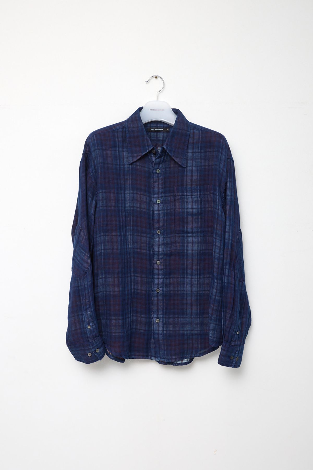 해칭룸(HATCHINGROOM) Archive Shirt V2 Shadow Check Linen Blue