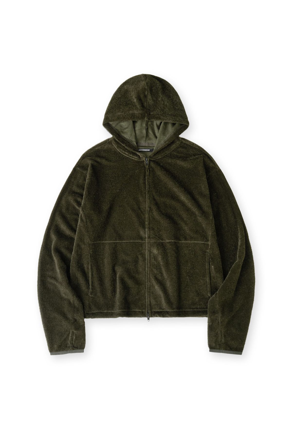 해칭룸(HATCHINGROOM) Fuzzy Mesh Hoodie Khaki