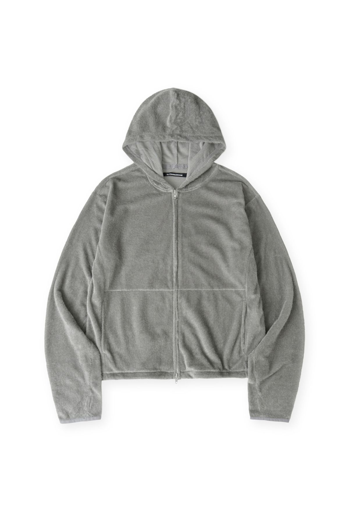 해칭룸(HATCHINGROOM) Fuzzy Mesh Hoodie Light Grey