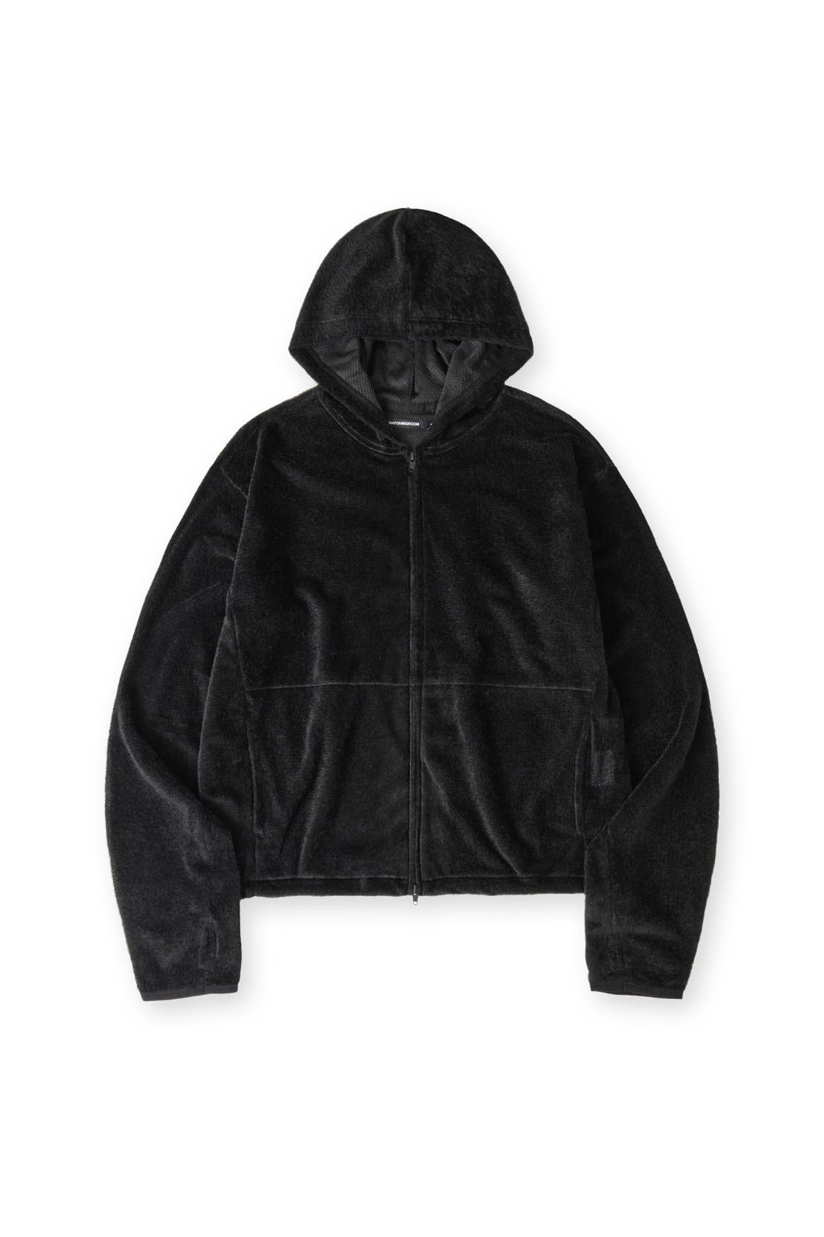 해칭룸(HATCHINGROOM) Fuzzy Mesh Hoodie Black