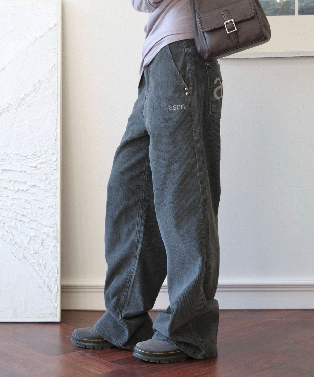 애즈온(ASON) MOSS CORDUORY PANTS / CHARCOAL