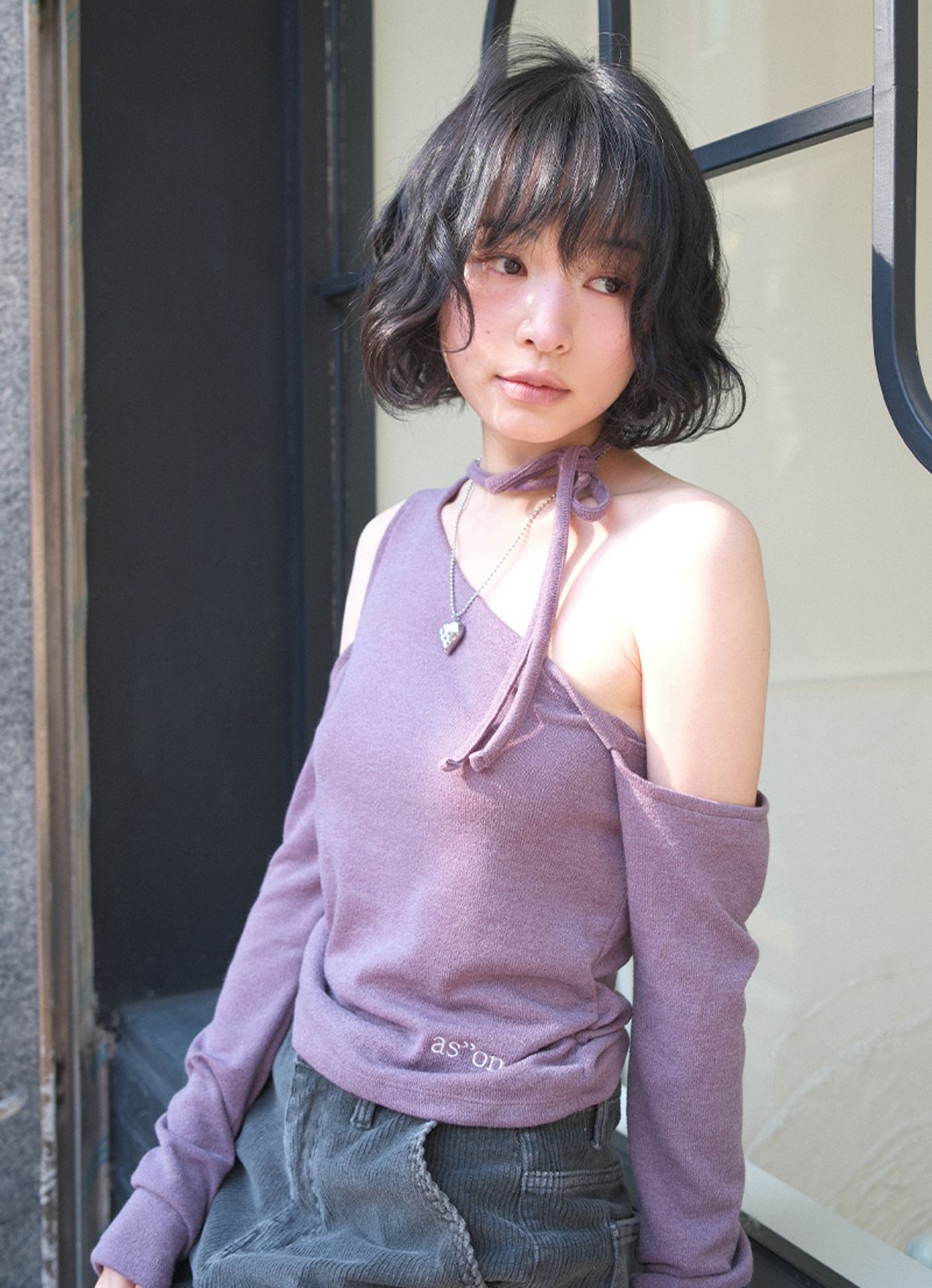 애즈온(ASON) MUSE CUT-OUT TEE / PURPLE