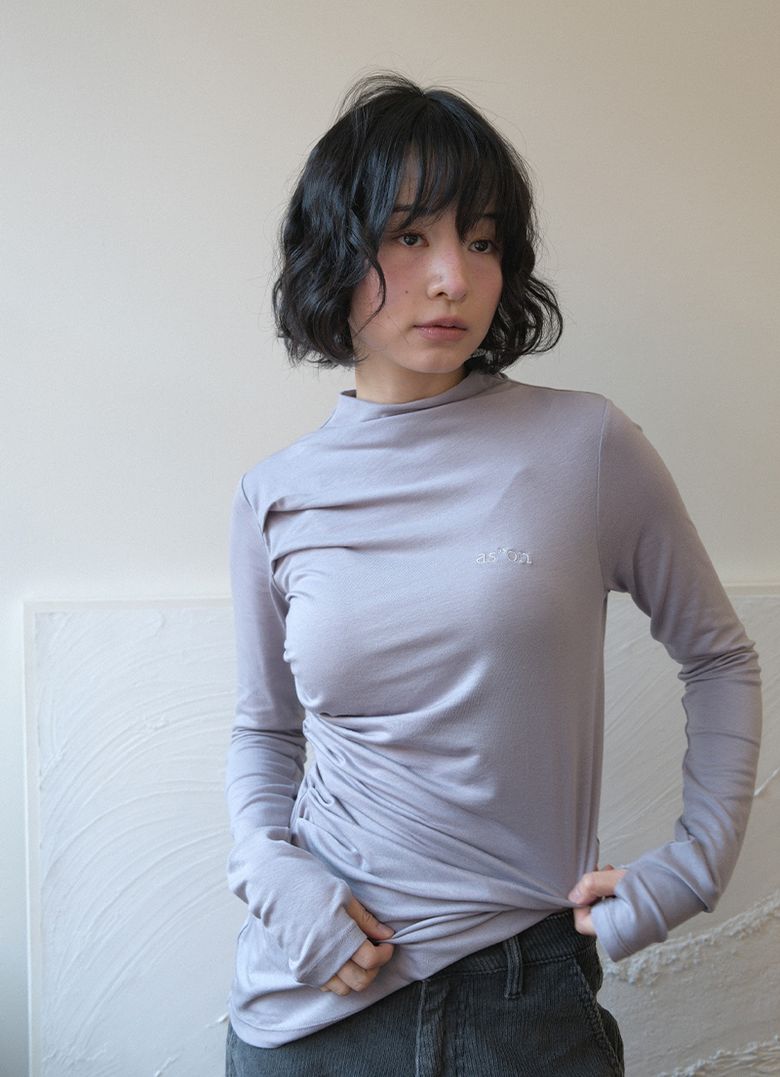 VEIL HIGH-NECK TEE / LAVENDER