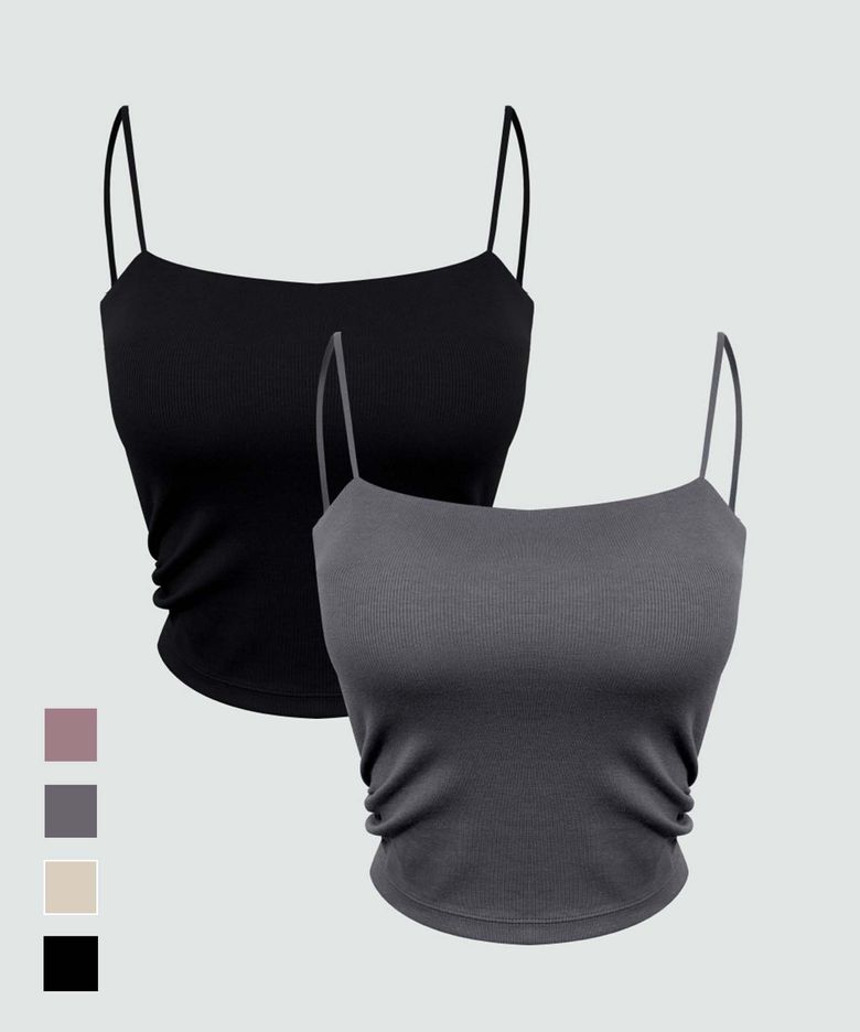 [2PACK] 풀샷몰드 퓨징캡 셔링 골지 튜브탑_4colors
