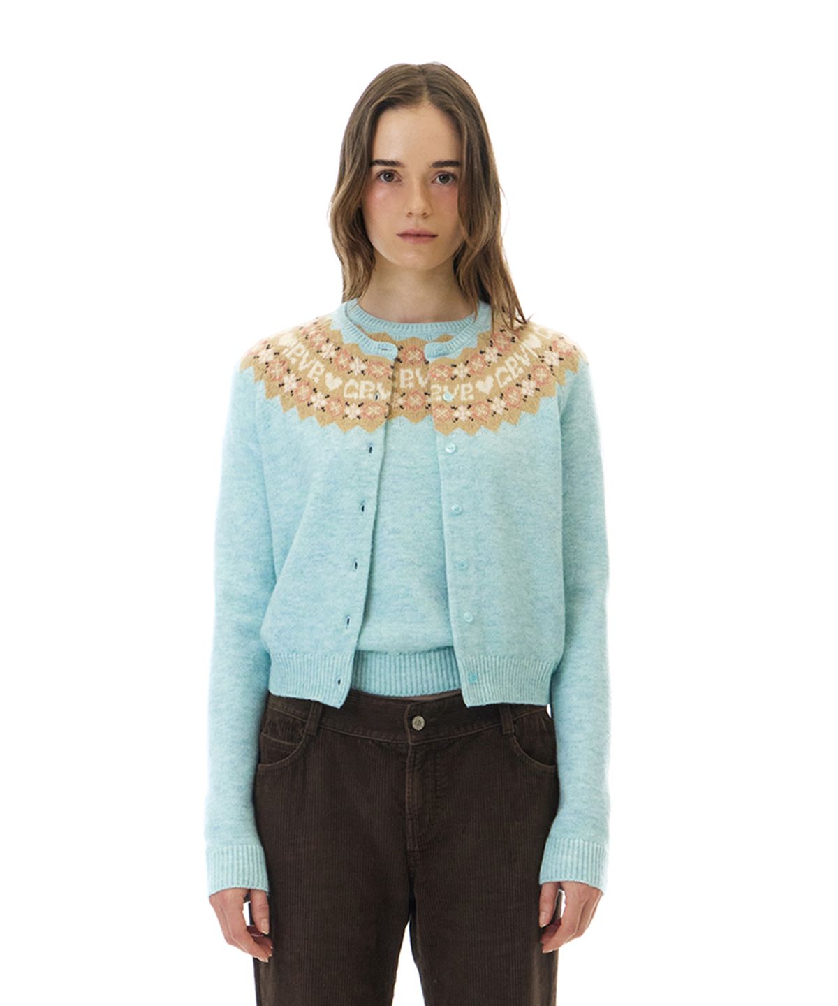 그로브(GROVE) BONA NORDIC KNIT CARDIGAN (LIGHT BLUE)
