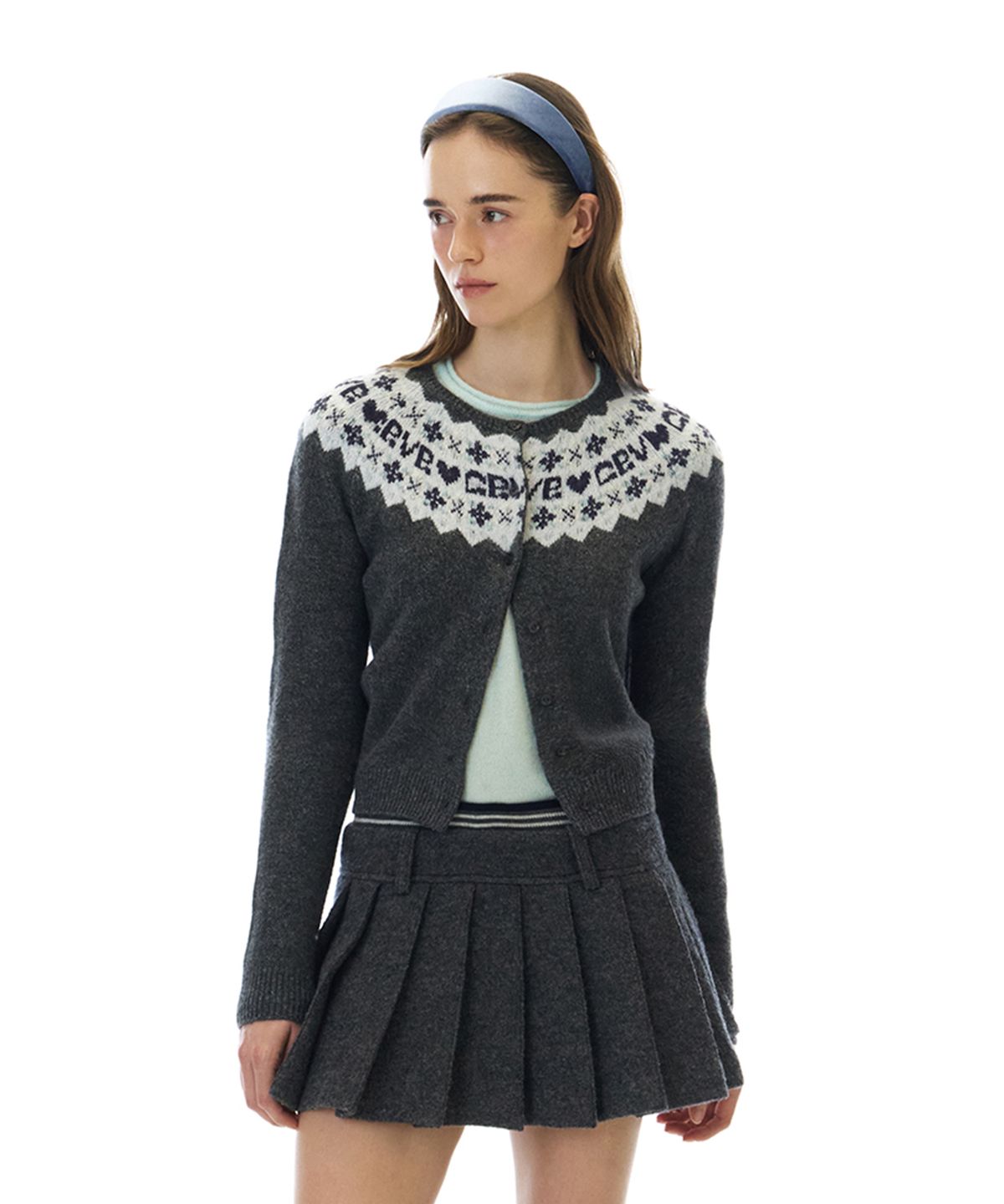 그로브(GROVE) BONA NORDIC KNIT CARDIGAN (GRAY)
