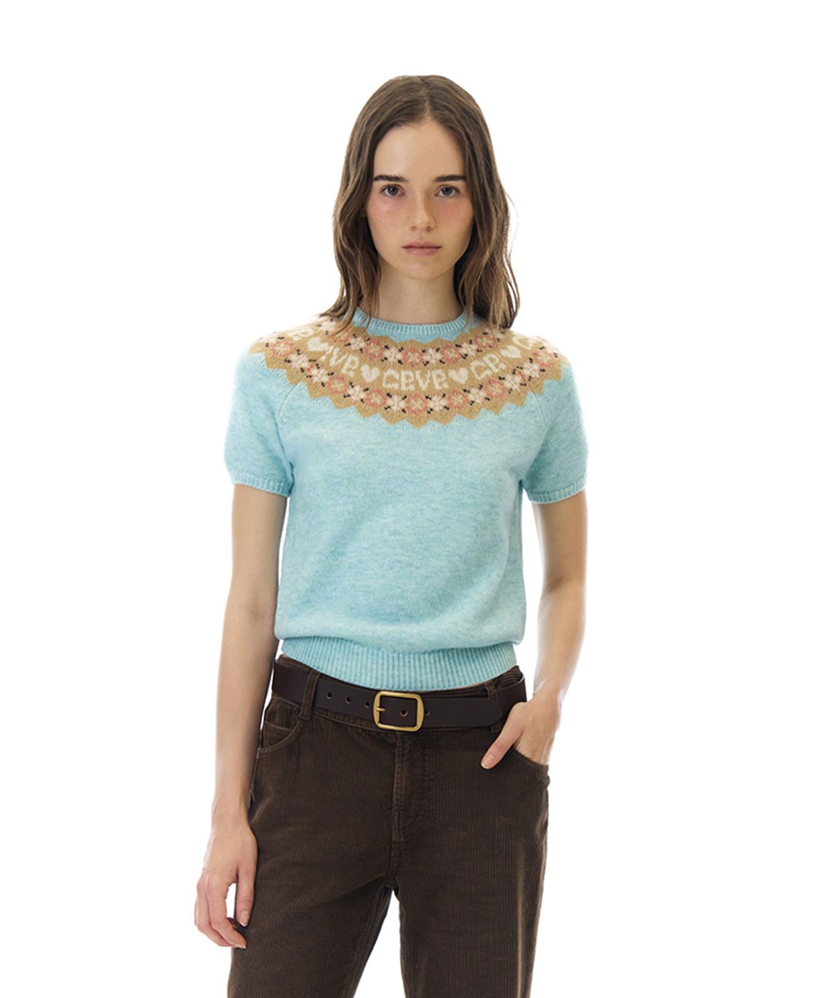 그로브(GROVE) BONA NORDIC H/S KNIT (LIGHT BLUE)