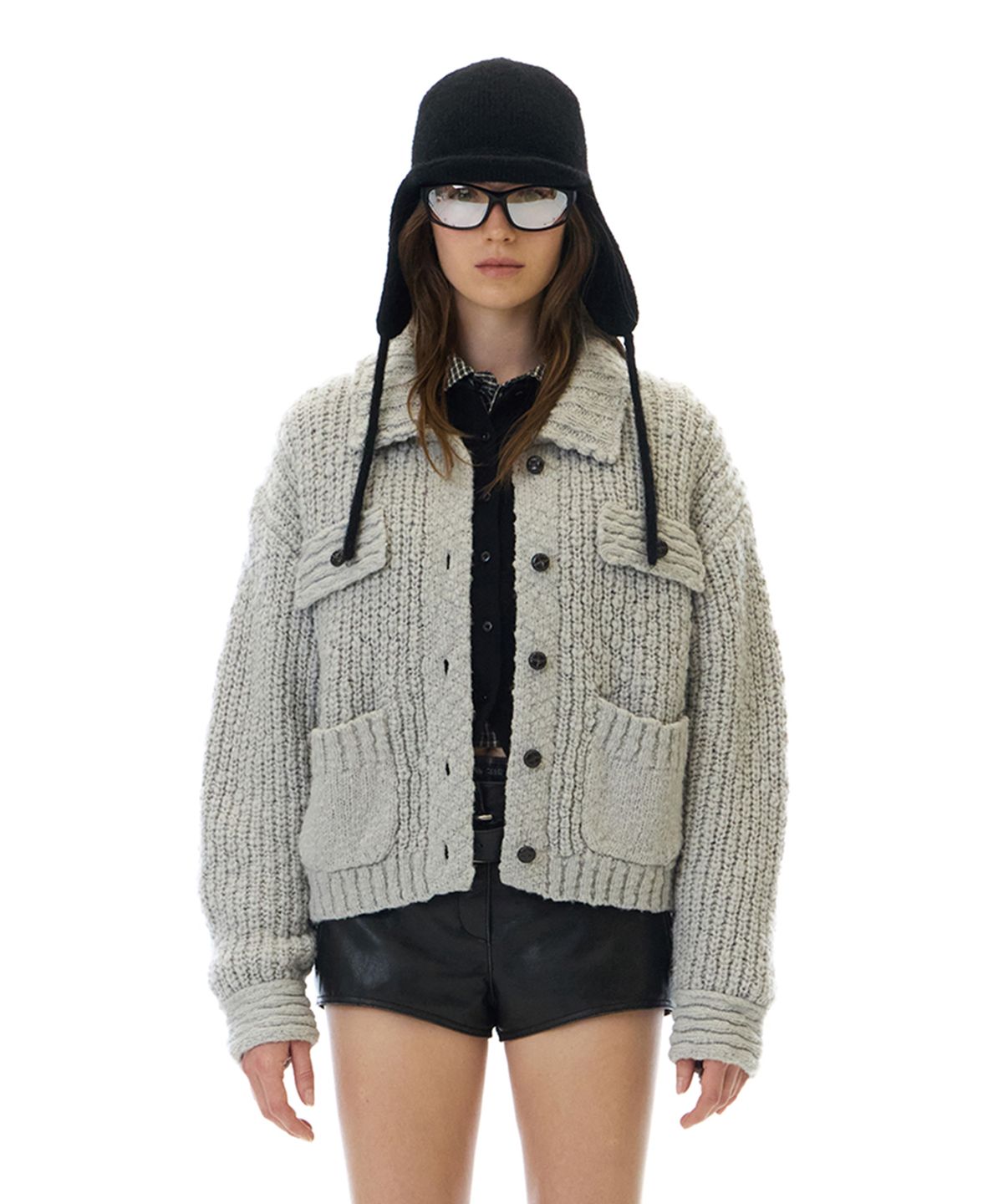 그로브(GROVE) AURORA COLLAR KNIT JACKET (LIGHT GRAY)