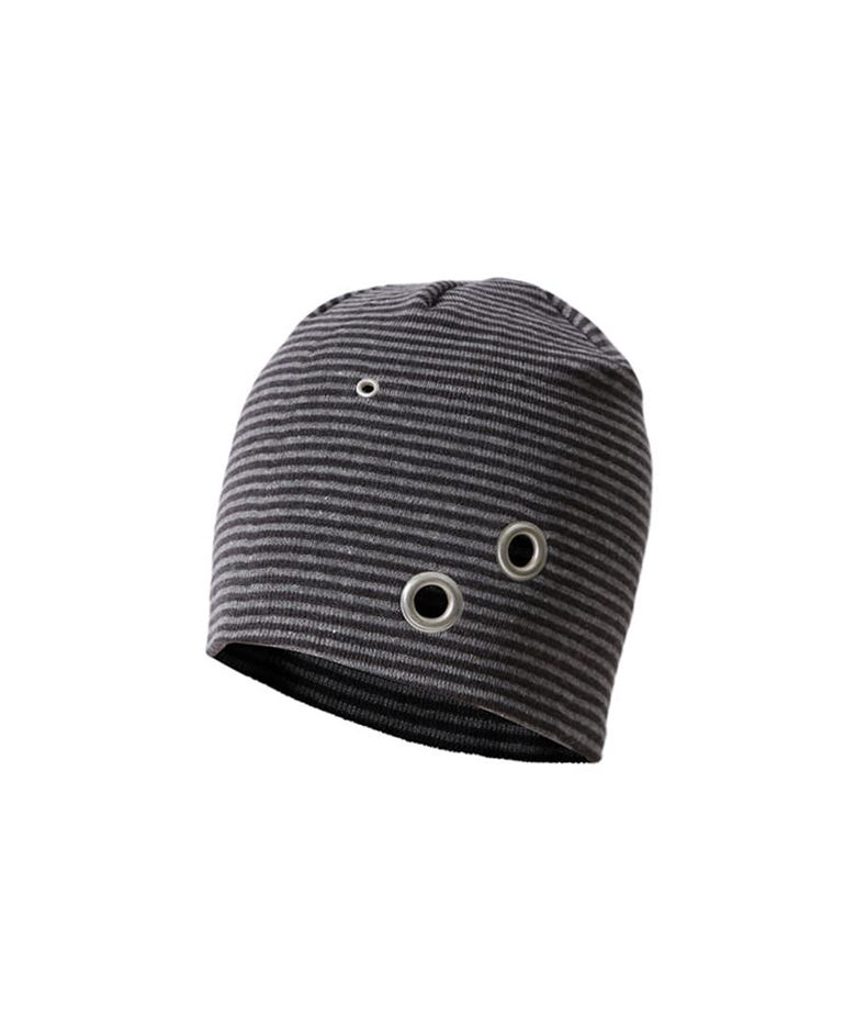 Stripe Eyelet Beanie_[Charcoal]