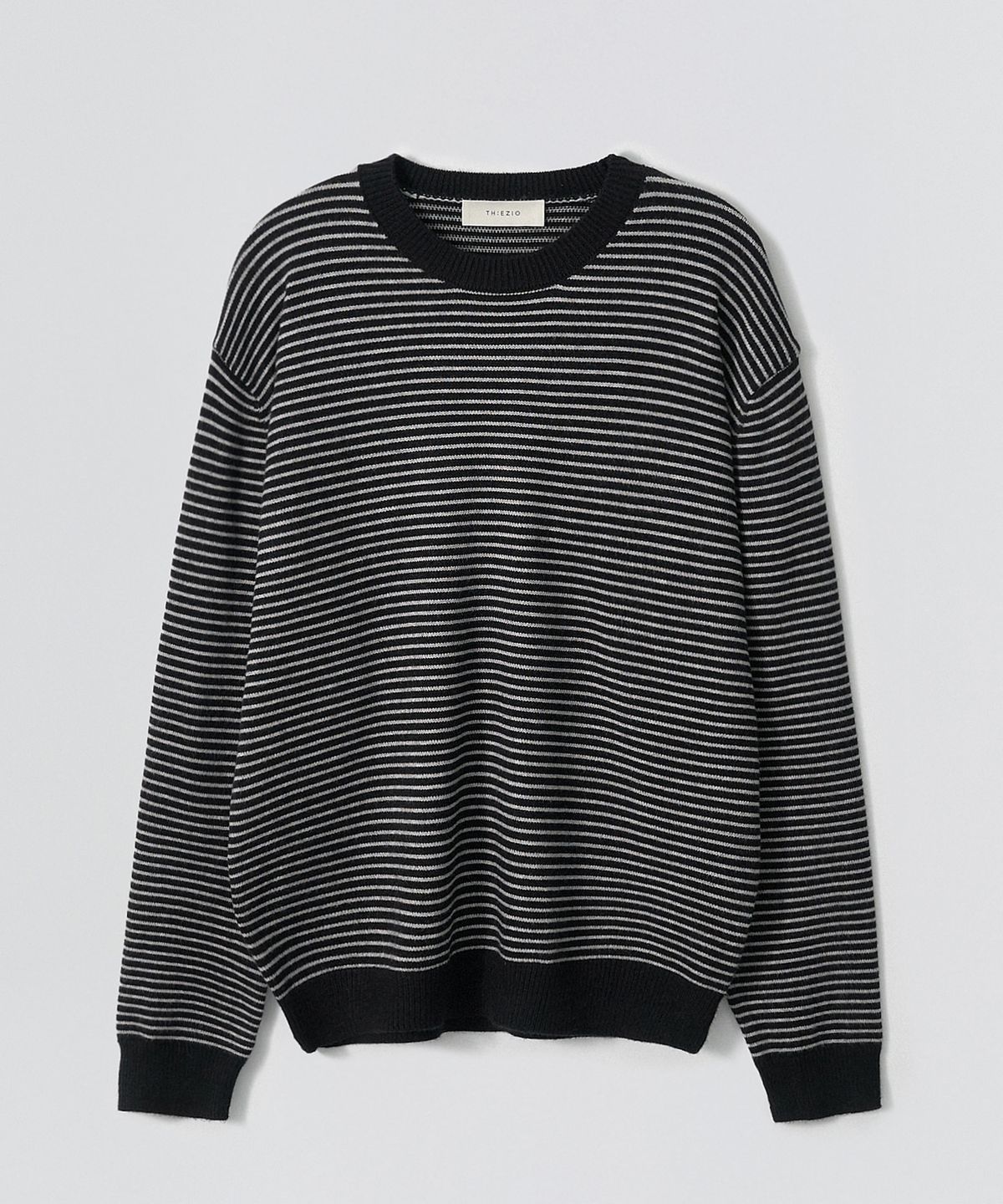 이지오(EZIO) Aube Stripe Round Knit_Black