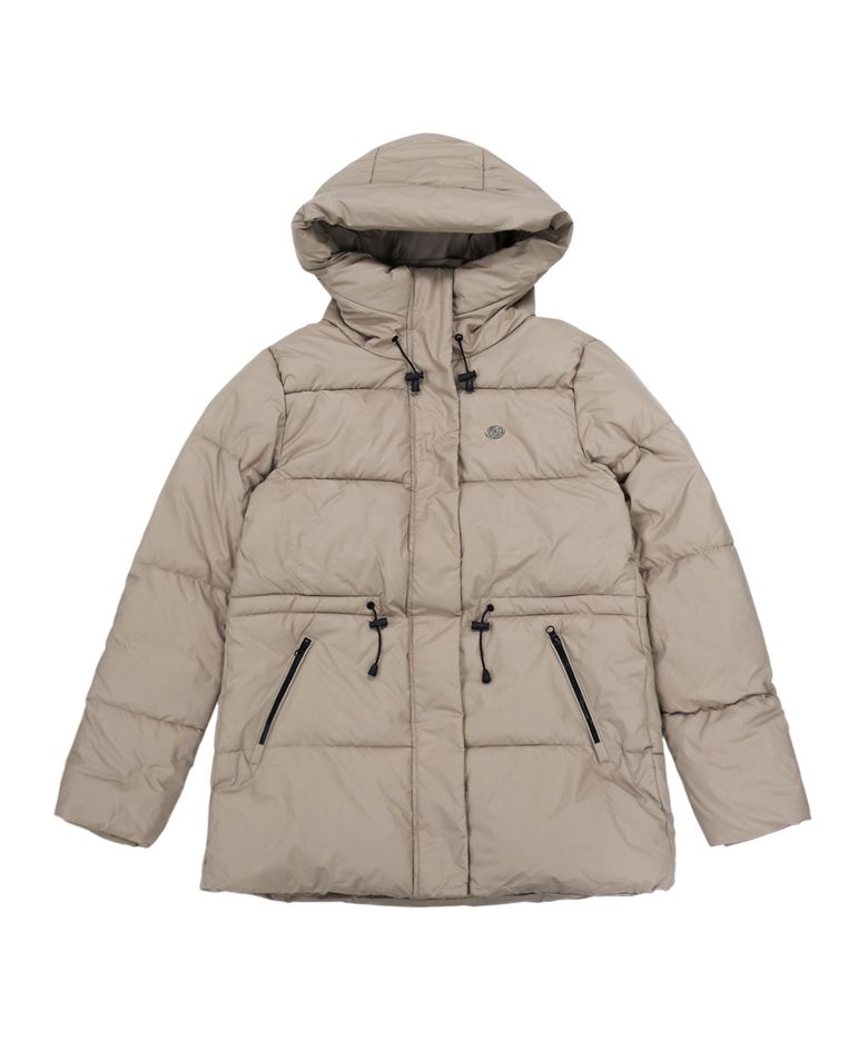 샌더 후드 패딩 점퍼 D.BEIGE