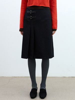 Ophelia belted stripe wool skirts