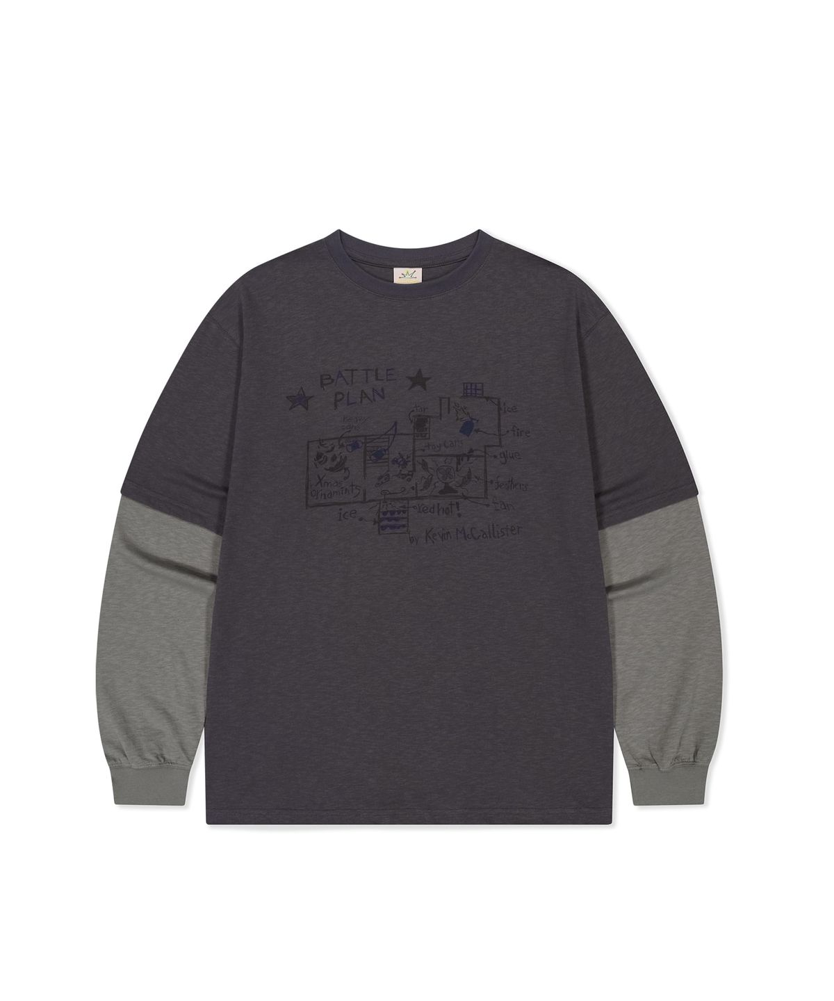 썬러브투어(SUNLOVETOUR) [HOME ALONe] Layered LS Tee Charcoal