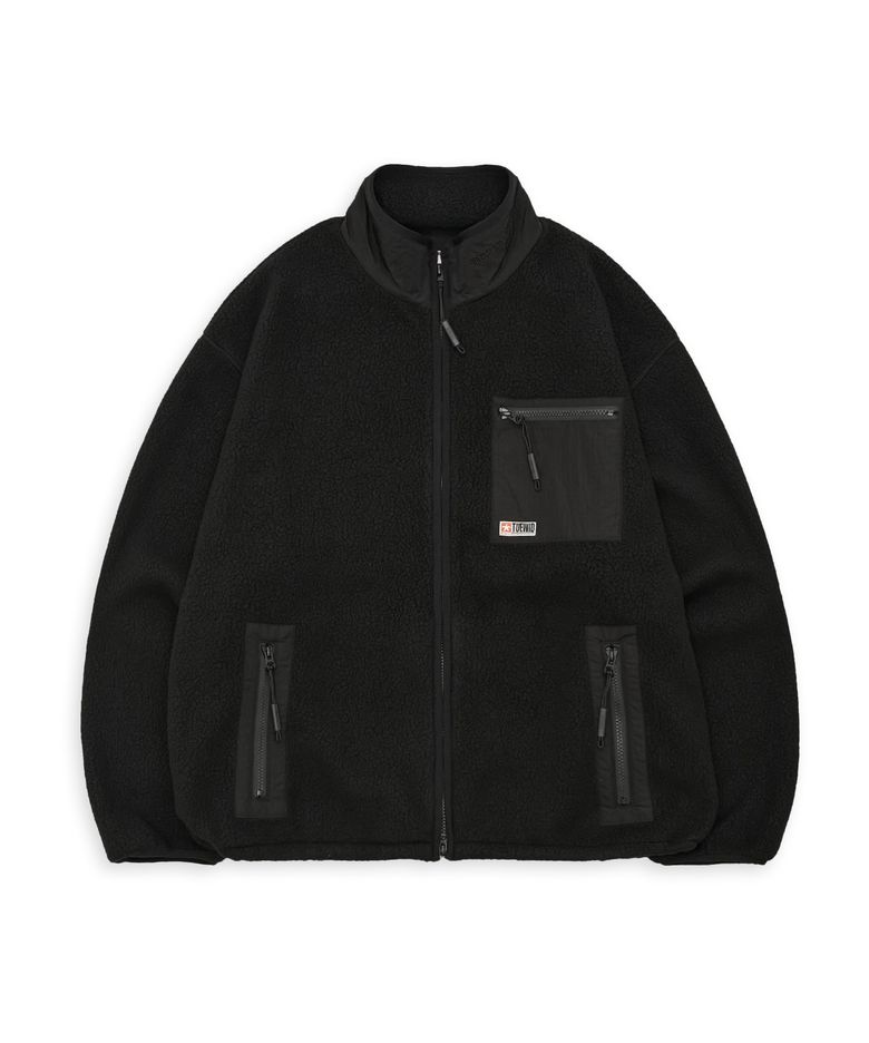 Tuewid city fleece set up jacket in carbon black
