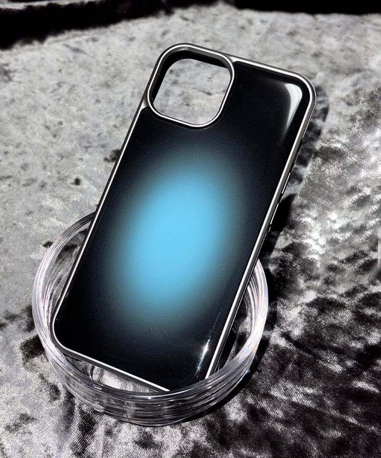 Turquoise gradation silver glass bumper case