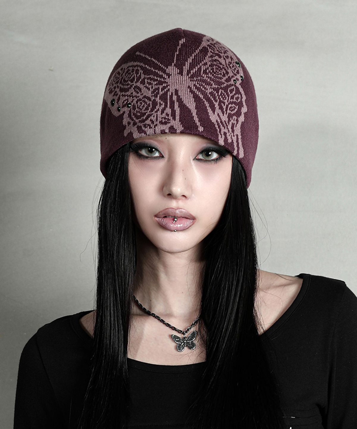 달링유어배드(DARLING, YOU'RE BAD) ROSE BUTTERFLY BEANIE #MAUVE