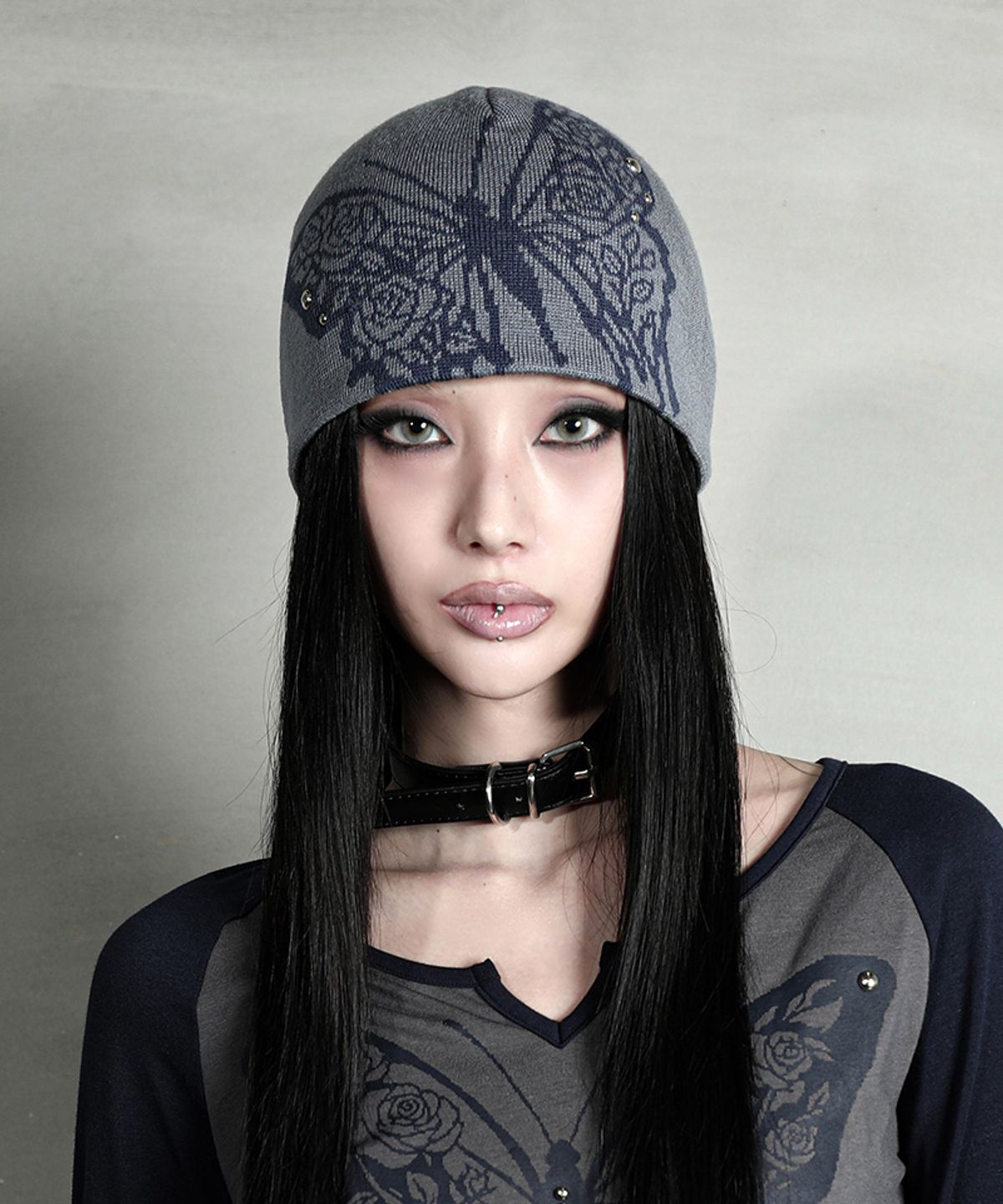 달링유어배드(DARLING, YOU'RE BAD) ROSE BUTTERFLY BEANIE #SKYBLUE
