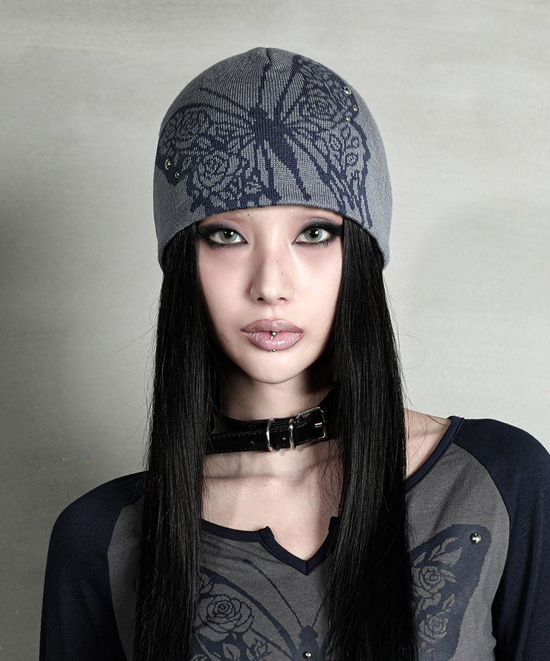 ROSE BUTTERFLY BEANIE #SKYBLUE