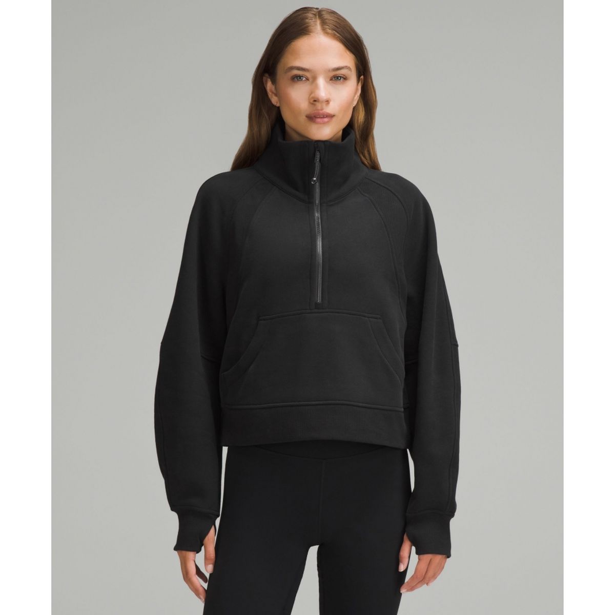 룰루레몬(LULULEMON) 스쿠바 오버사이즈드 퍼넬넥 하프집  BLK