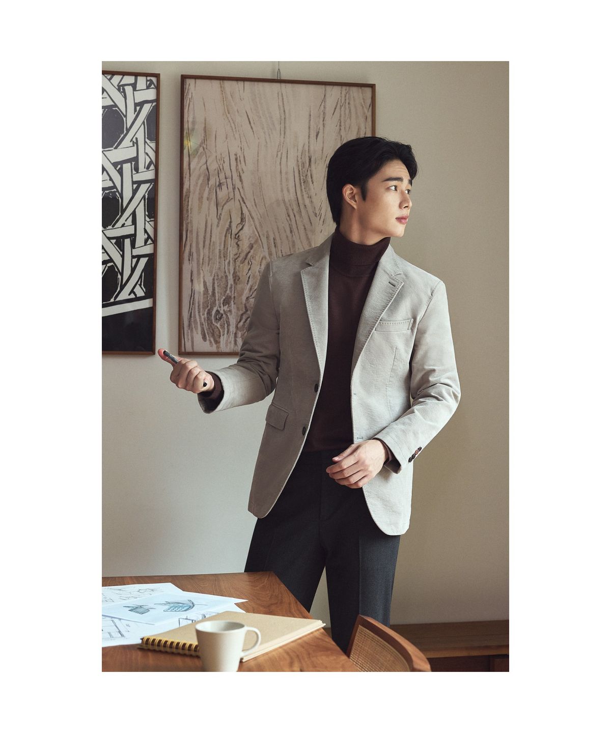 브렌우드(BRENTWOOD) 솔리드 트윌 조직 몰스킨 자켓 BRJCW25511GYL