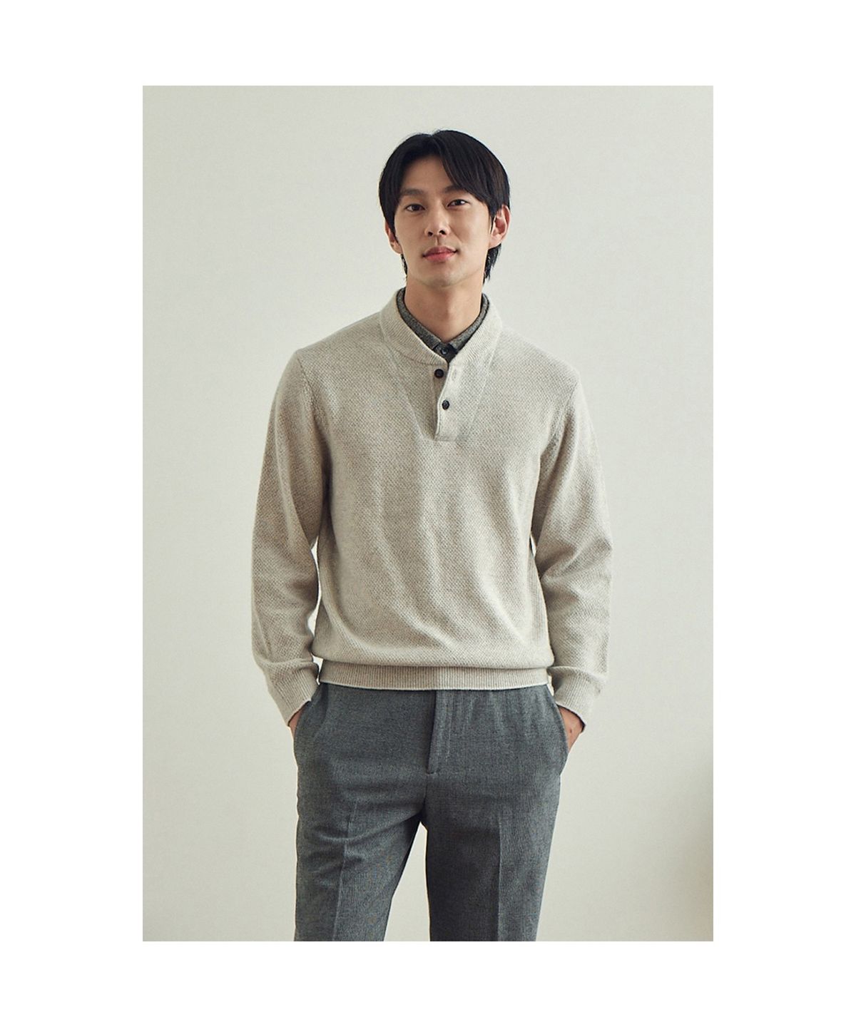 브렌우드(BRENTWOOD) [이노버] 미니 숄 칼라 레이어드 스웨터 BRWAW25551IVX