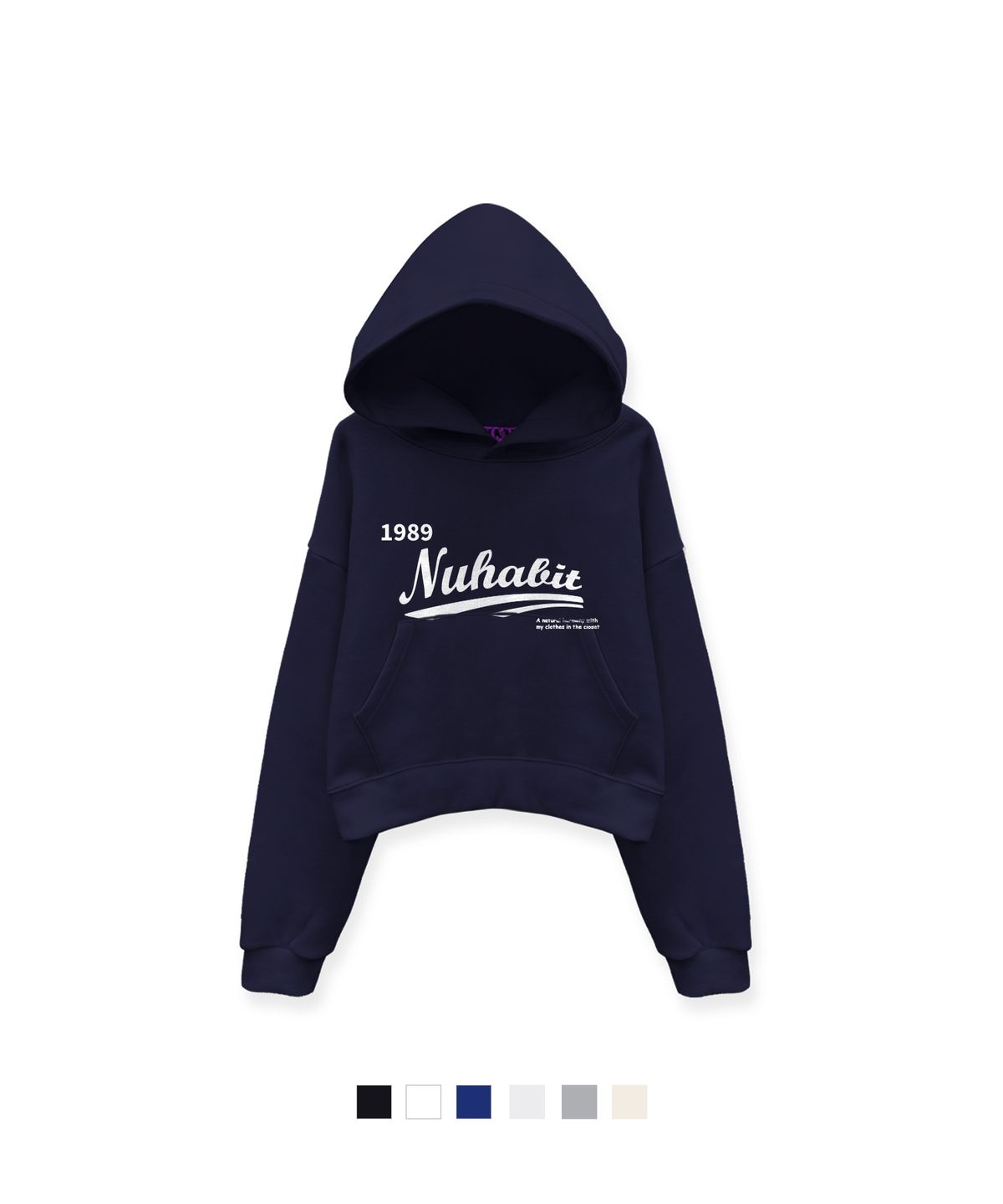 뉴해빗(NUHABIT) N/H NATURAL LOGO 우먼 크롭 기모 후드 (SCH4-2NH1133)
