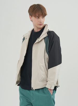 배색 후디 윈드브레이커