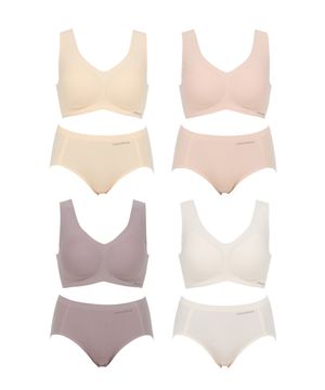 [4PACK] 리얼스킨 인견 심리스 브라팬티 세트