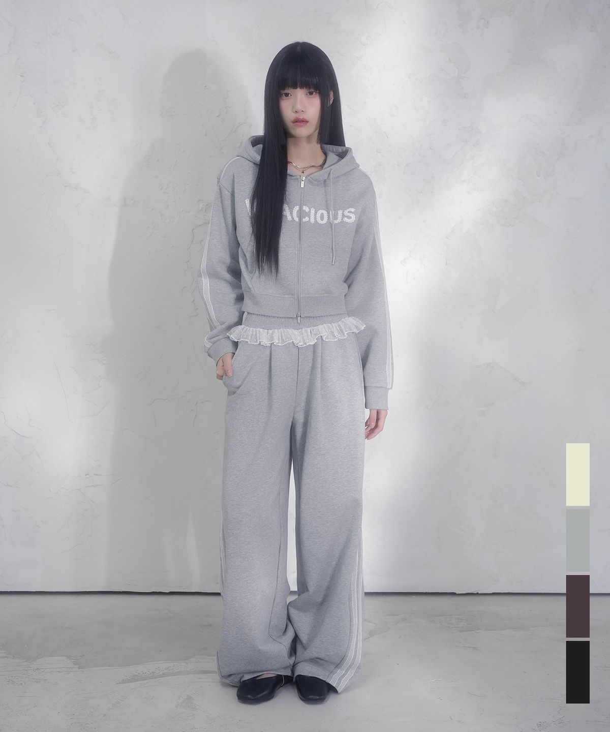 비바셔스(VIVACIOUS) [SET] Halo Hoody Zip-up&Romance Track Pants_4Colors