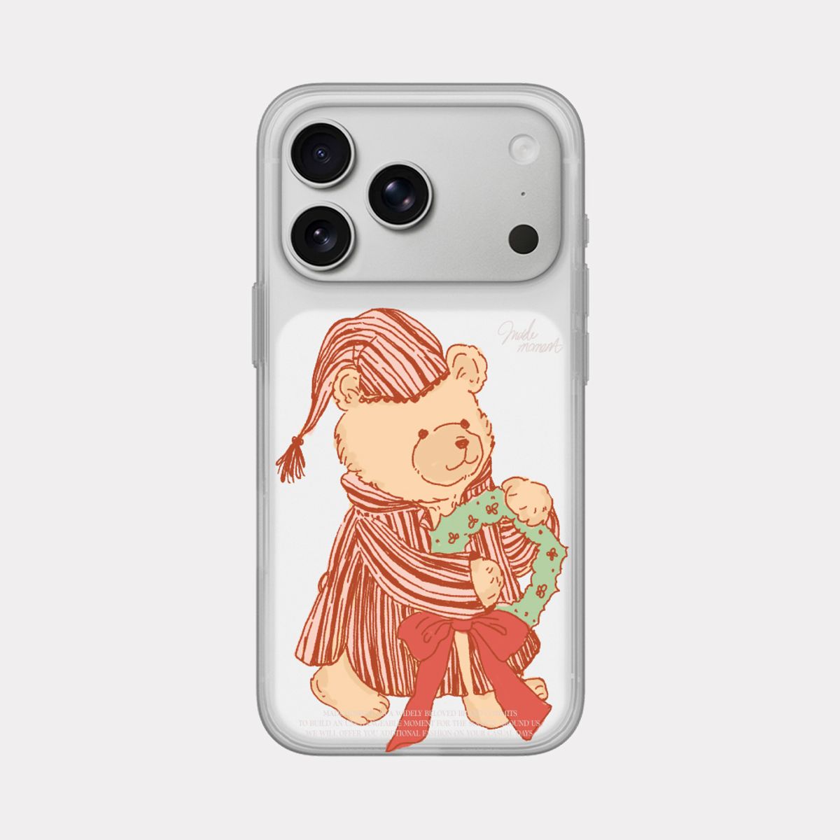 메이드모먼(MADEMOMENT) pajama bear 디자인 [반투명 폰케이스]