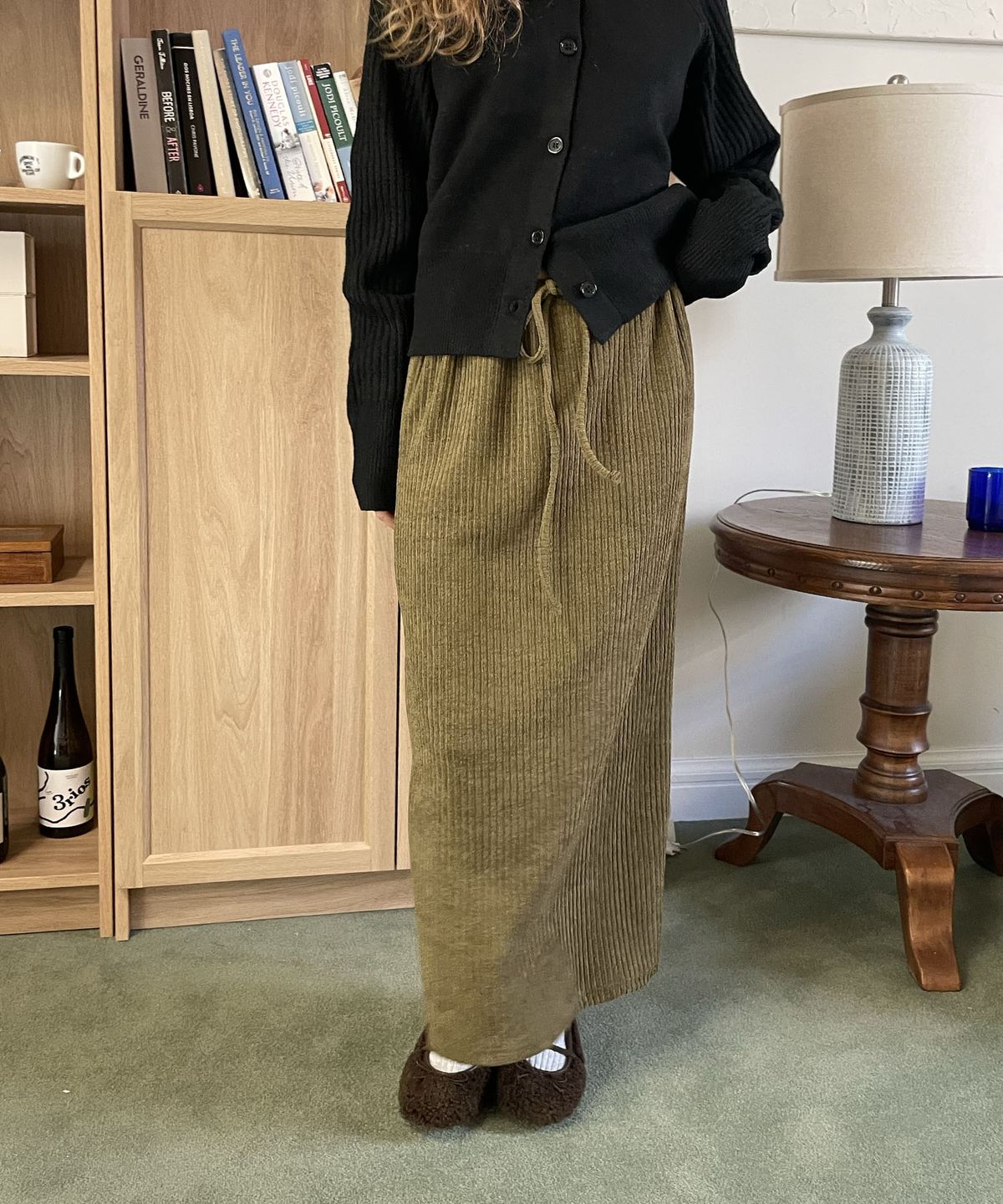딜라이디(DELIDI) Halcyon corduroy long skirt (khaki)