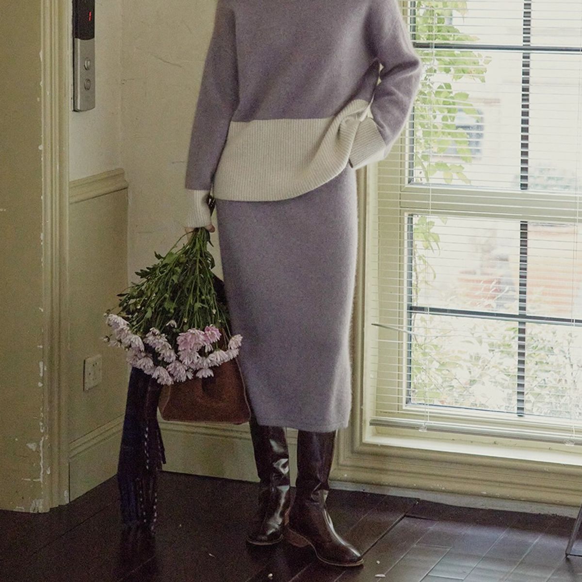프라우드 마리(PROUD MARY) PM_Soft lavender knit skirt