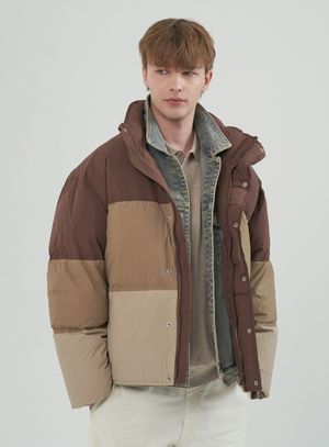 컬러 블록 다운 점퍼