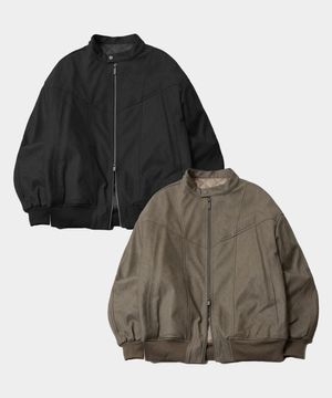 레더 오버핏 숄더 인시전 미니멀 블루종 패디드 윈터 점퍼 _2COLOR